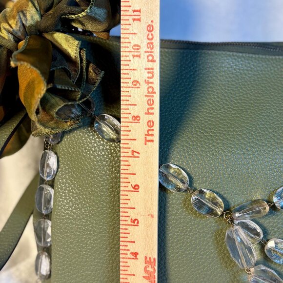 Coach Shay Shoulder Bag in Army Green Soft Leather with Chain, Charm and Scarf - Picture 10 of 12